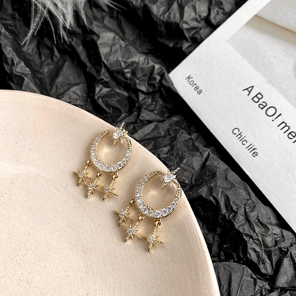 Any 2/$20! Gold/Crystal Moon/Star Stud Earrings - Picture 6 of 10
